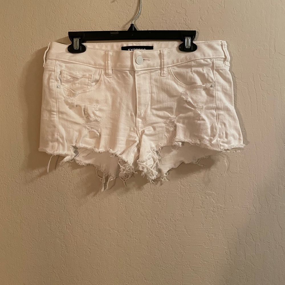 Express White Women Distressed Shorts, Size 8, great condition.